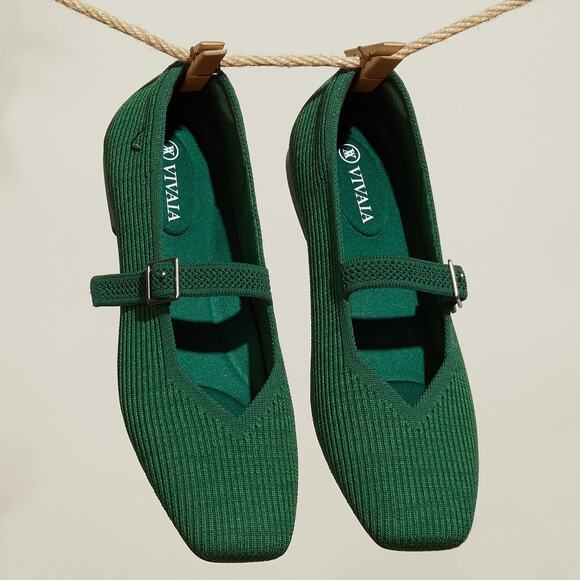 Vivaia Shoes - Vivaia Margot Mary Jane Comfort Old Money Arch Support Flats Forrest Green 9